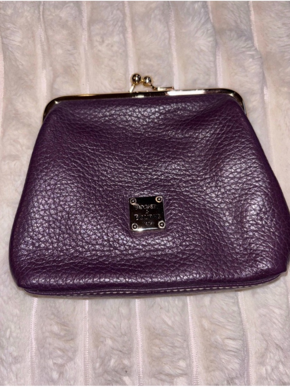 Dooney & Bourke Purple Leather Kiss-Frame Coin Purse